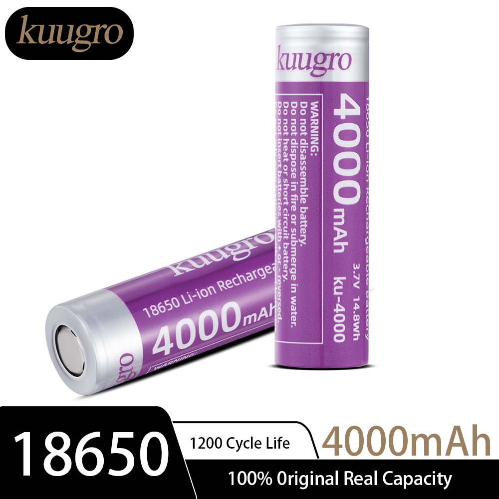 Vape Battery 18650 - Batería recargable Kuugro Ku-4000 18650, 4000mAh,